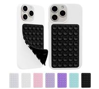 2 Pack Silicone Sticky Grip Holder for Cellphone, Silicone Suction Cup Phone Case Mount Double Sided, Hands-Free Phone Accessories Strong Grip Holder for Selfie and Video (Black)