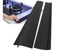 2 Pack Silicone Stove Counter Gap Cover, Cooker Gap Cover, Anti-Stain Cooker Gap Filler, Kitchen Stove Counter Gap Cover, Oven Gap Cover, Silicone Gap Cover for Kitchen Countertop Easy Clean (Black)