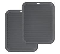 2 Pack Silicone Trivets for Hot Pans and Pots - Heat Resistant, Non-Slip Pot Holder and Pan Protectors - Kitchen Worktop Protector Mat (30x23cm, Gray)