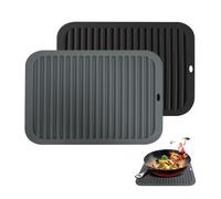 2 Pack Silicone Trivets for Hot Pans and Pots, Multipurpose Silicone Trivets for Kitchen Worktops, Heat Proof Mat and Worktop Protector for Hot Dishes Pots No Slip 23x30cm Black Gray