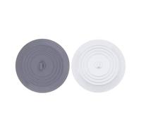 2 Pack Silicone Tub Stoppers, 6 Inches Drain Stopper Universal Sink Plug, Sink Bathtub Drain Cover, Drain-Plug for Kitchens, Bathrooms and Laundries (White and Grey)