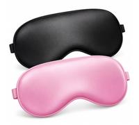 2 Pack Silk Sleep Mask for Women & Men, 100% Blackout Zero Eye Pressure | S-Shaped Nose Wing & Adjustable Strap, Breathable for Side Sleeper, Travel & Daytime Naps (Pink & Black 2-Pack)