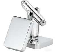 2 Pack Silver Cufflinks for Men - Classic Rectangle Stainless Steel Cuff Links for Wedding Business Formal Shirts - Gift Box Presentation for Groom Father Husband Boyfriend Boss