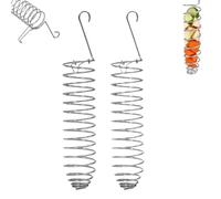 2-Pack Silver Metal Bird Cage Feeder Set, Millet Spray Holder and Fruit Vegetable Skewer, Bird Cage Accessories for Budgies Cockatiels Parakeets