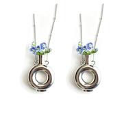 2-Pack Silver Tone Open Donut Vase Pendant Necklaces - Minimalist Floral Vessel Statement Jewelry for Women