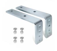 2 Pack Silver Trailer Mudguard Support Arms, Right-Angle Fender Mounting Hardware with Multi-Position Square Holes, 4 Carriage Bolts and Flange Nuts for Utility and Boat Trailers