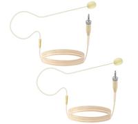 2 Pack Single Earhook Headset Microphone 3.5mm Screw Lock Head Microphone Hanging Condenser Omnidirectional Mic for Sennheiser Work for Lectures,Theater,Performances,Beige