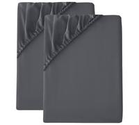 2 Pack Single Fitted Sheet (30cm) - Ultra Soft Microfibre Bed Sheets, Wrinkle-Resistant, Elasticated Corners, Shrink and Fade Resistant, Easy Care for Single Beds (Charcoal Grey)