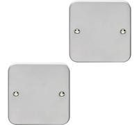 2 Pack Single Heavy Duty Metal CLAD Blanking Plate Round Edged Wall Box Hole Cap - Wiring Outlet Cable Tidy