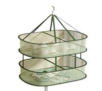2-Pack Single Layer, Double-Layer Foldable Mesh Drying Rack, Rectangular Hanging Sweater Dryer, Dark Green Clothes Drying Rack