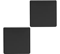 2 PACK Single SCREWLESS MATT BLACK Blanking Plate Round Edged Wall Hole Cover