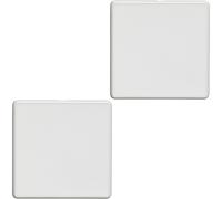 2 PACK Single SCREWLESS MATT WHITE Blanking Plate Round Edged Wall Hole Cover