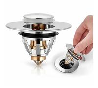 2 Pack Sink Drain Stopper, 34-45mm Universal Bathroom Sink Plug Replacement with Brass Pop-Up Core, Anti-Clog and Odor Prevention