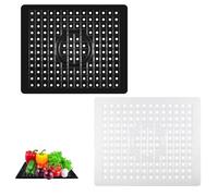 2 Pack Sink Mat, TPR Non-Slip Sink Protector Cut to Size Sink Drainer Mat 31.4 x 26.1 cm Kitchen Sink Protector Mats for Kitchen Sink or Countertops (Black,White)
