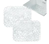 2 Pack Sink Protector Mat 40 * 30cm Kitchen Sink Mat 12.5 * 15.7in Cut-to-Fit Draining Sinks Protect Mats Fast Draining Dish Drying Mat for Ceramic or Stainless Steel Sinks (White Translucent)