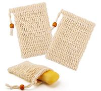 2 Pack Sisal Soap Bags - 10x13cm Organic Natural Soap Bags with Drawstring, Eco Friendly Soap Saver Pouch Bags for Bath Shower Foaming, Drying Soaps, Exfoliatio Shampoo Bar Bag