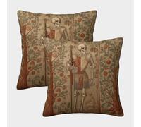 2 Pack Skeleton Holding A Sword, Romanesque Painting Pillowcase 45x45cm, Cushion Cover,3D Digital Printing Bed Sofa Decorative