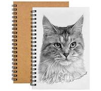 2 Pack Sketch Notebook, 200 Sides/100 Pages A5 Sketchbook, Blank Sketch Book Paper, Kraft Cover Spiral Bound Drawing Artist Pad for Painting Watercolor,Journalr,Drawing Landscape (Wood Color)