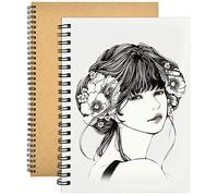 2 Pack Sketchbook A4, 150GSM/ 140 Pages Sketch Notebook, Drawing Notebook Plain, Kraft Cover Sprial Notepad, Sketch Blank Page Book for Adults Kids Painting,Watercoulor,Landscape (Brown Kraft Cover)