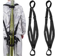 2 Pack Ski and Pole Backpack Carrier Strap | Avoid The Struggle and Effortlessly Transport Your Ski Gear Everywhere You Go | Great for Families | Use Over Shoulder to Free up Hands