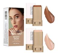 2 Pack Skin Tint Foundation Stick -Lightweight Full Coverage Cream Balm Makeup Stick with Hydrating Texture -Tinted Moisturiser for Face Daily Use &Quick Touch Ups All Skin Types (LightBrown&Natural)