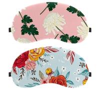 2 Pack Sleep Eye Mask for Side Sleeper, Colorful Painted Flowers Red Yellow Sleeping Mask, Light Blocking Eye Mask, Soft Eye Shade Cover for Travel, Nap, Plane