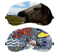 2 Pack Sleep Eye Mask for Side Sleeper, Cool Octopus Shark Crab with Surfboard Sleeping Mask, Light Blocking Eye Mask, Soft Eye Shade Cover for Travel, Nap, Plane