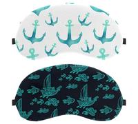 2 Pack Sleep Eye Mask for Side Sleeper, Ship Boat Pattern Fish Dark Background Sleeping Mask, Light Blocking Eye Mask, Soft Eye Shade Cover for Travel, Nap, Plane