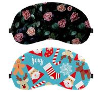 2 Pack Sleep Eye Mask for Side Sleeper, Sleeping Mask, Christmas Elements Joy Snowflake Elk Light Blocking Eye Mask, Soft Eye Shade Cover for Travel, Nap, Plane