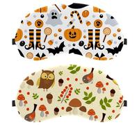 2 Pack Sleep Eye Mask for Side Sleeper, Sleeping Mask, Forest Owl Birds Mushroom Pattern Light Blocking Eye Mask, Soft Eye Shade Cover for Travel, Nap, Plane
