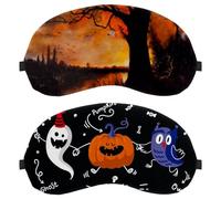2 Pack Sleep Eye Mask for Side Sleeper, Sleeping Mask, Happy Halloween Light Blocking Eye Mask, Soft Eye Shade Cover for Travel, Nap, Plane