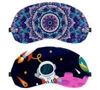 2 Pack Sleep Eye Mask for Side Sleeper, Sleeping Mask, Light Blocking Eye Mask, Outer Space Planet Rocket Alien Earth Soft Eye Shade Cover for Travel, Nap, Plane