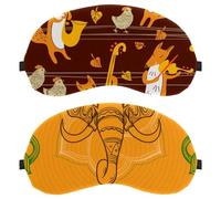 2 Pack Sleep Eye Mask for Side Sleeper, Sleeping Mask, Orange Elephant Indian Republic Day Light Blocking Eye Mask, Soft Eye Shade Cover for Travel, Nap, Plane