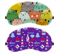 2 Pack Sleep Eye Mask for Side Sleeper, Sleeping Mask, Sailing Elements Pattern Light Blocking Eye Mask, Soft Eye Shade Cover for Travel, Nap, Plane