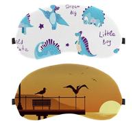 2 Pack Sleep Mask, Albatross at Beach Bird Sunset Silhouette Completely Block Out Light Eye Mask for Side Sleeper, Zero Eye Pressure Night Blindfold, Adjustable Eye Shade Cover
