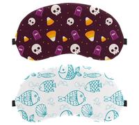 2 Pack Sleep Mask, Blue Hand Drawn Fish Pattern Swim Light Blocking Sleeping Eye Mask for Women Men, Night Blindfold, Breathable Eye Mask Cover