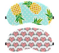 2 Pack Sleep Mask, Completely Block Out Light Eye Mask for Side Sleeper, Flying Pink Heart Love Angel Pattern Zero Eye Pressure Night Blindfold, Adjustable Eye Shade Cover