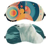 2 Pack Sleep Mask, Completely Block Out Light Eye Mask for Side Sleeper, Polar Bear Zero Eye Pressure Night Blindfold, Adjustable Eye Shade Cover