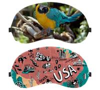 2 Pack Sleep Mask, Completely Block Out Light Eye Mask for Side Sleeper, USA Map Places of Interest Zero Eye Pressure Night Blindfold, Adjustable Eye Shade Cover