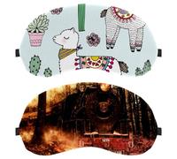 2 Pack Sleep Mask, Completely Block Out Light Eye Mask for Side Sleeper, Zero Eye Pressure Night Blindfold, Retro Locomotive Train Adjustable Eye Shade Cover