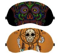 2 Pack Sleep Mask Cover, Eye Mask for Men Women, Colored Biker Skull Death Catcher Breathable Sleeping Eye Masks, Zero Eye Pressure for Sleeping