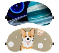 2 Pack Sleep Mask, Cute Corgi Dog Hungry Bones Light Blocking Sleeping Eye Mask for Women Men, Night Blindfold, Breathable Eye Mask Cover