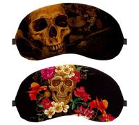 2 Pack Sleep Mask Day of The Dead Sugar Skull Flower, Eye Mask for Men Women, No Pressure Night Eye Cover, Breathable Sleeping Eye Mask, Light Blocking