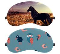 2 Pack Sleep Mask, Eye Mask for Men Women, No Pressure Night Eye Cover, Blue Geometric Birds Pattern Breathable Sleeping Eye Mask, Light Blocking
