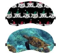 2 Pack Sleep Mask, Eye Mask for Men Women, No Pressure Night Eye Cover, Underwater Sea Turtle Animal Tortoise Breathable Sleeping Eye Mask, Light Blocking