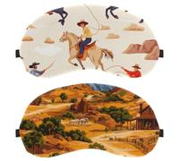 2 Pack Sleep Mask, Eye Mask for Men Women, Vintage Western Cowboys Mountain Landscape No Pressure Night Eye Cover, Breathable Sleeping Eye Mask, Light Blocking