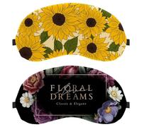2 Pack Sleep Mask, Floweral Dreams Dark Background Completely Block Out Light Eye Mask for Side Sleeper, Zero Eye Pressure Night Blindfold, Adjustable Eye Shade Cover
