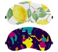 2 Pack Sleep Mask for Back and Side Sleeper, 100% Light Blocking Eye Mask, Animal and People Adjustable & Breathable Sleeping Eye Cover, Zero Eye Pressure