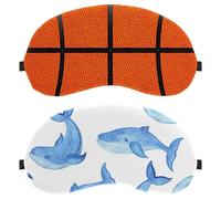 2 Pack Sleep Mask for Back and Side Sleeper, 100% Light Blocking Eye Mask, Blue Whale Cartoon Style Adjustable & Breathable Sleeping Eye Cover, Zero Eye Pressure