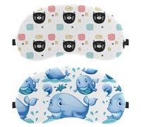 2 Pack Sleep Mask for Back and Side Sleeper, 100% Light Blocking Eye Mask, Cute Sky Blue Whale Adjustable & Breathable Sleeping Eye Cover, Zero Eye Pressure